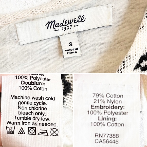 Madewell Embroidered Shift Dress Black Cream - Picture 11 of 11